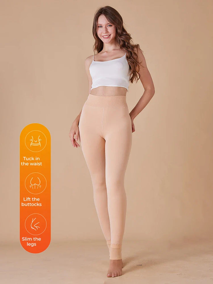 Women's Solid Color Fleece-Lined Thermal Tights