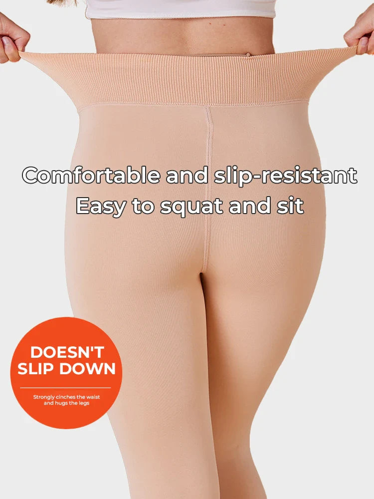 Women's Solid Color Fleece-Lined Thermal Tights