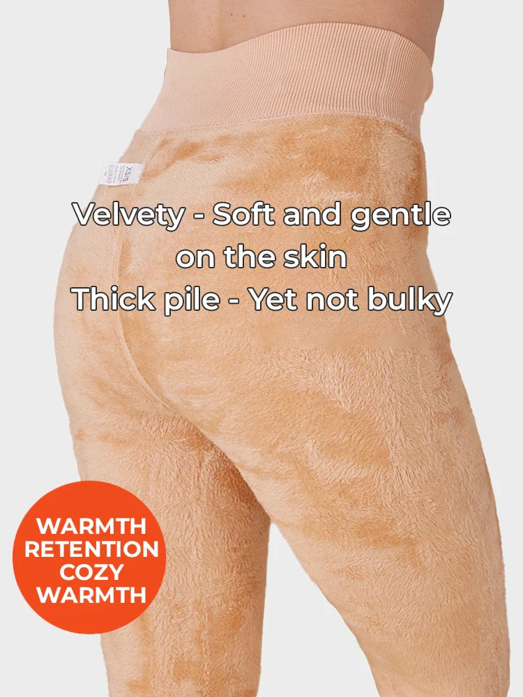 Women's Solid Color Fleece-Lined Thermal Tights