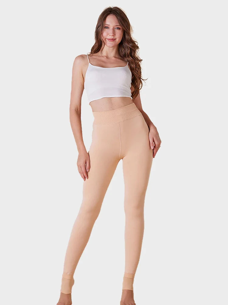Women's Solid Color Fleece-Lined Thermal Tights