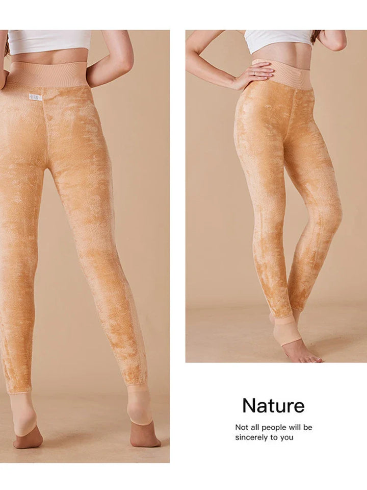 Women's Solid Color Fleece-Lined Thermal Tights