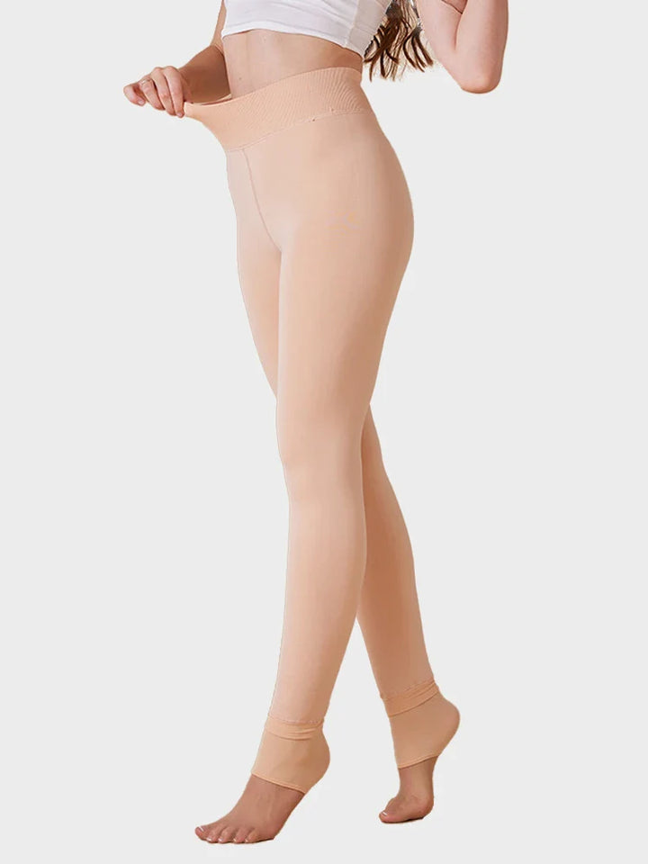 Women's Solid Color Fleece-Lined Thermal Tights
