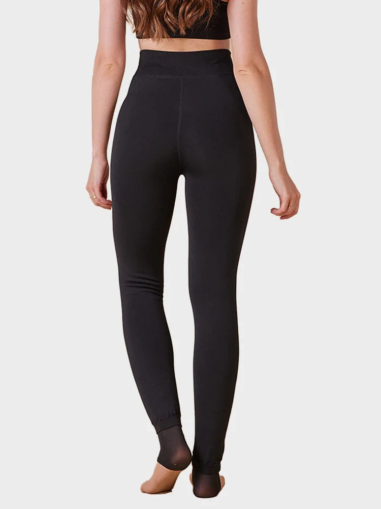 Women's Solid Color Fleece-Lined Thermal Tights