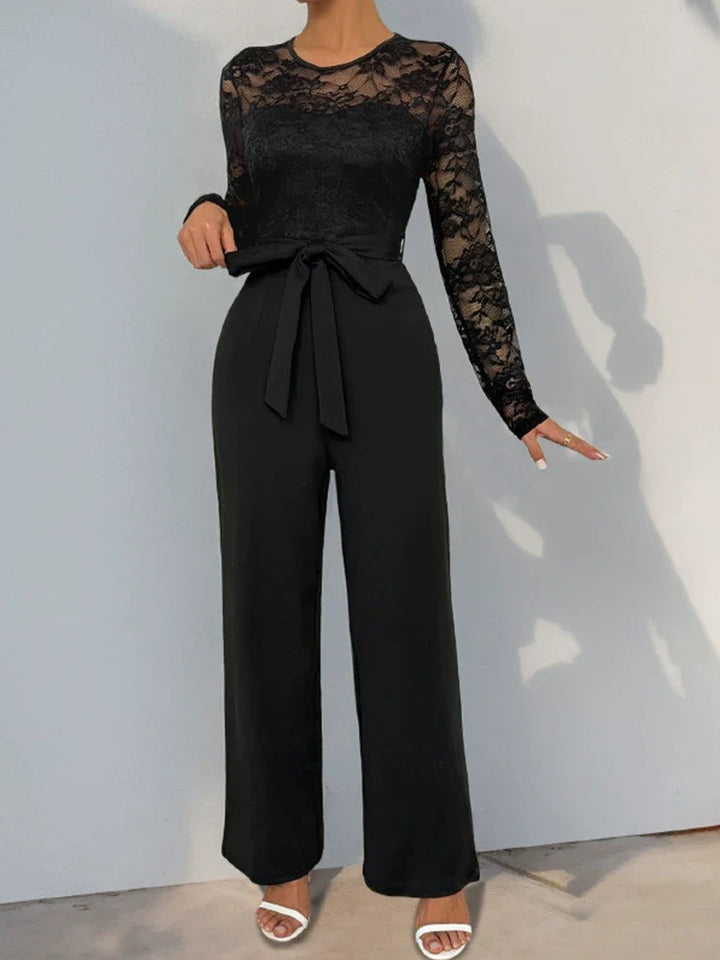 Women's Solid Color Lace-Up Jumpsuit