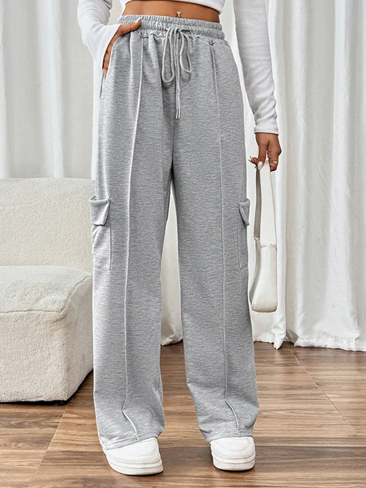 Women Casual Baggy Stretchy High Waisted Wide Leg